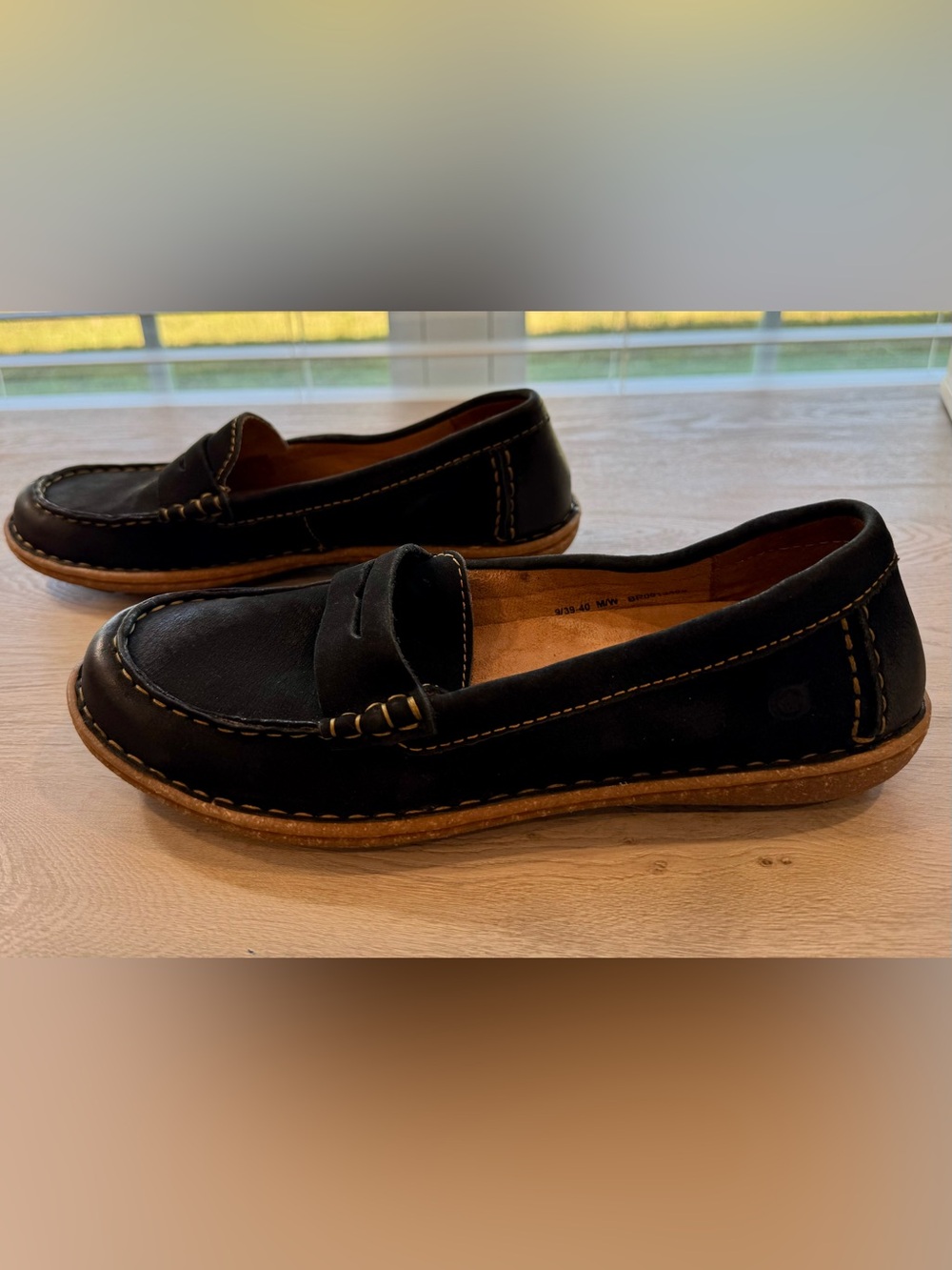 Born “Nerina”Women's Black Leather Penny Loafers Size 9